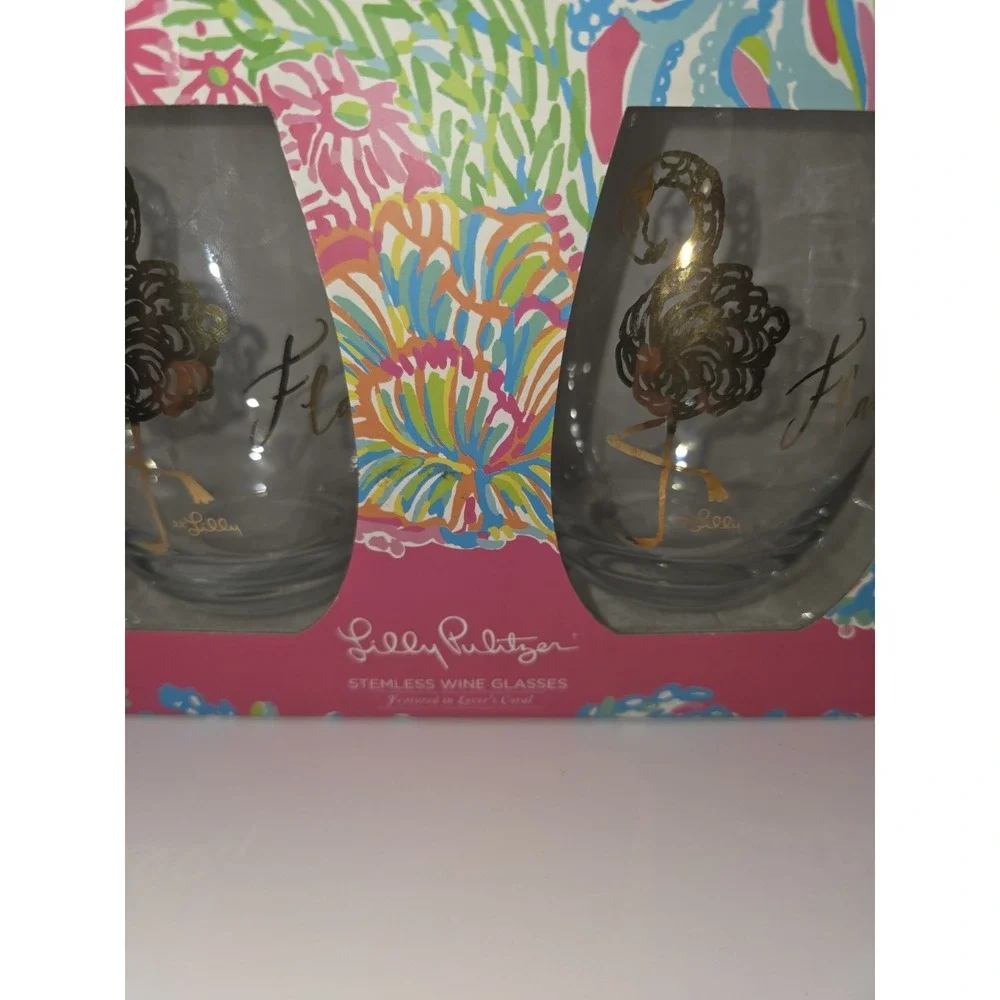 Lilly Pulitzer 16 Oz Set Of 2 Stemless Wine Glasses 